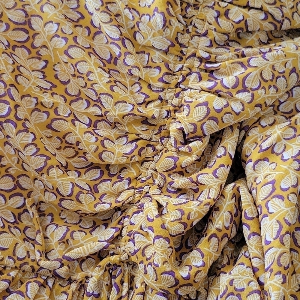 Essue mustard yellow floral Botanical Cottagecore Peasant dress size S - Picture 8 of 8
